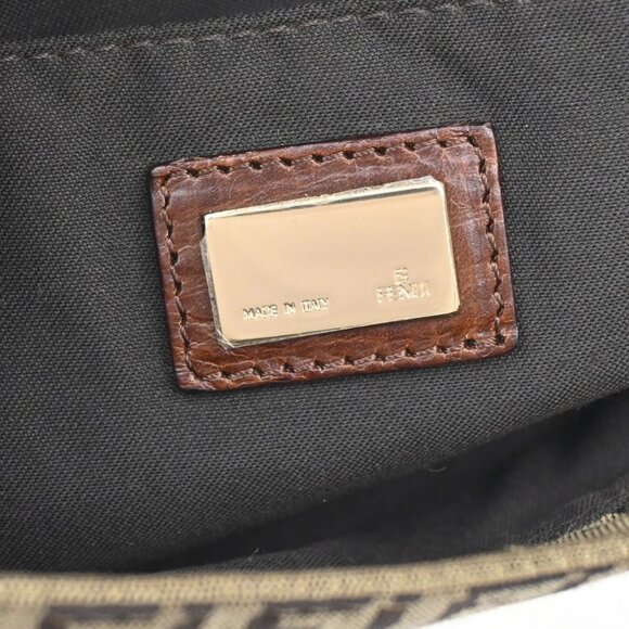 FENDI Logo Zucchino Shoulder Bag Canvas Leather Brown GHW Italy 35KA644 - Picture 15 of 16